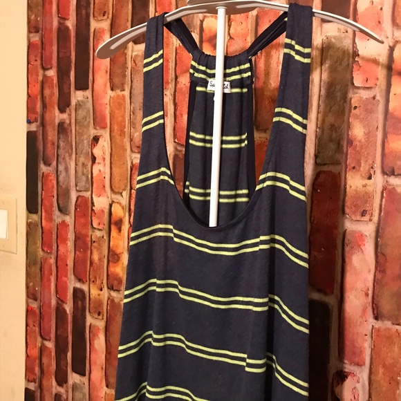 Splendid neon yellow / navy racerback tank top - Picture 2 of 5